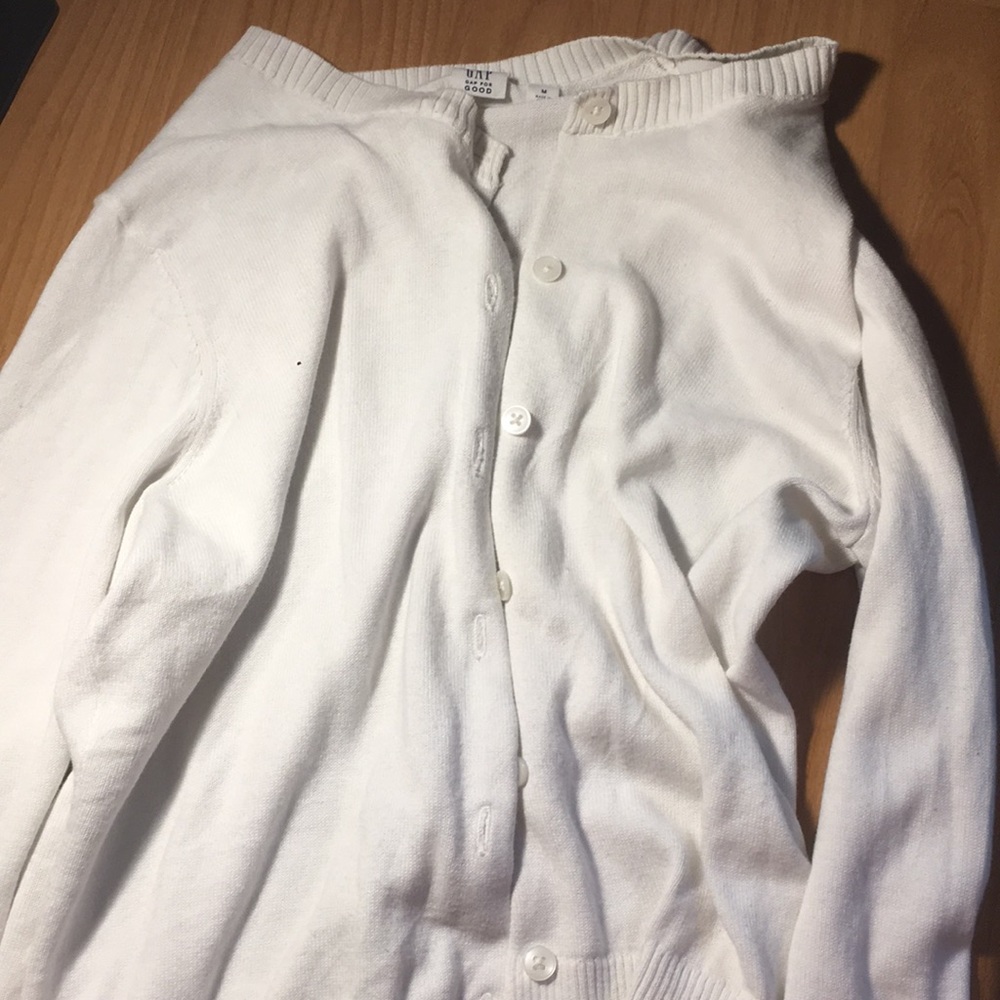 White cardigan sweater from GAP